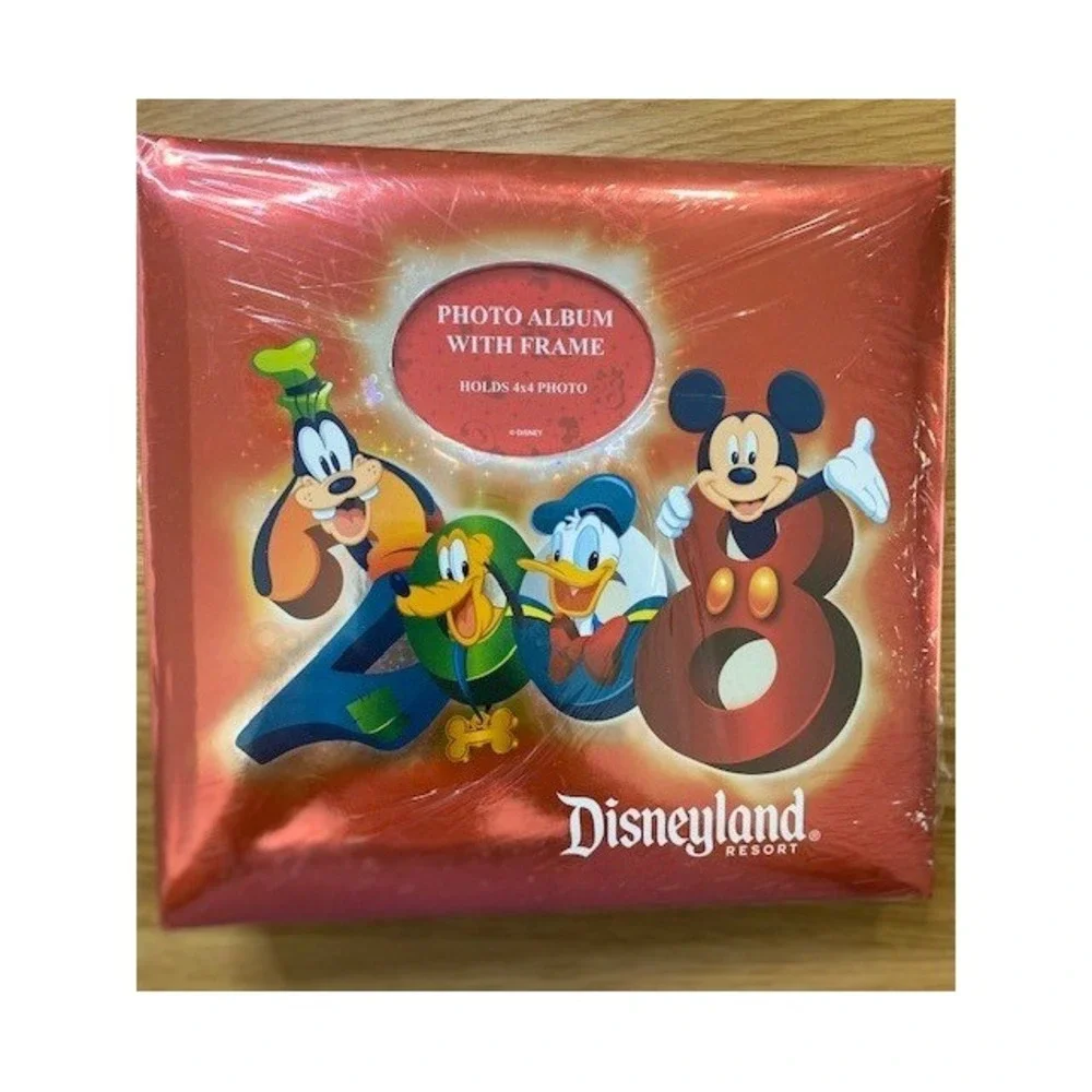 Disneyland Photo Album 2008 Red Mickey Friends New 200 Photos Metallic Frame